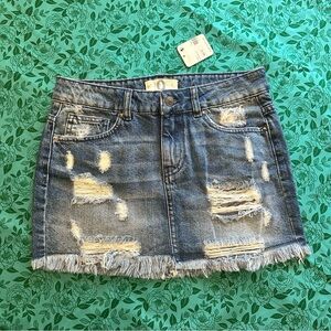 Free People “Out of the Ordinary” Denim Mini Skirt